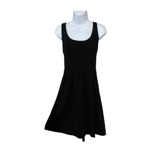 Cynthia Rowley Black Sleeveless Scoop Neck Dress Gold Zipper Back Stretch Large